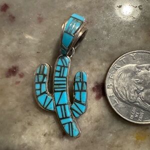 Turquoise Saguaro Cactus Pendant pendant